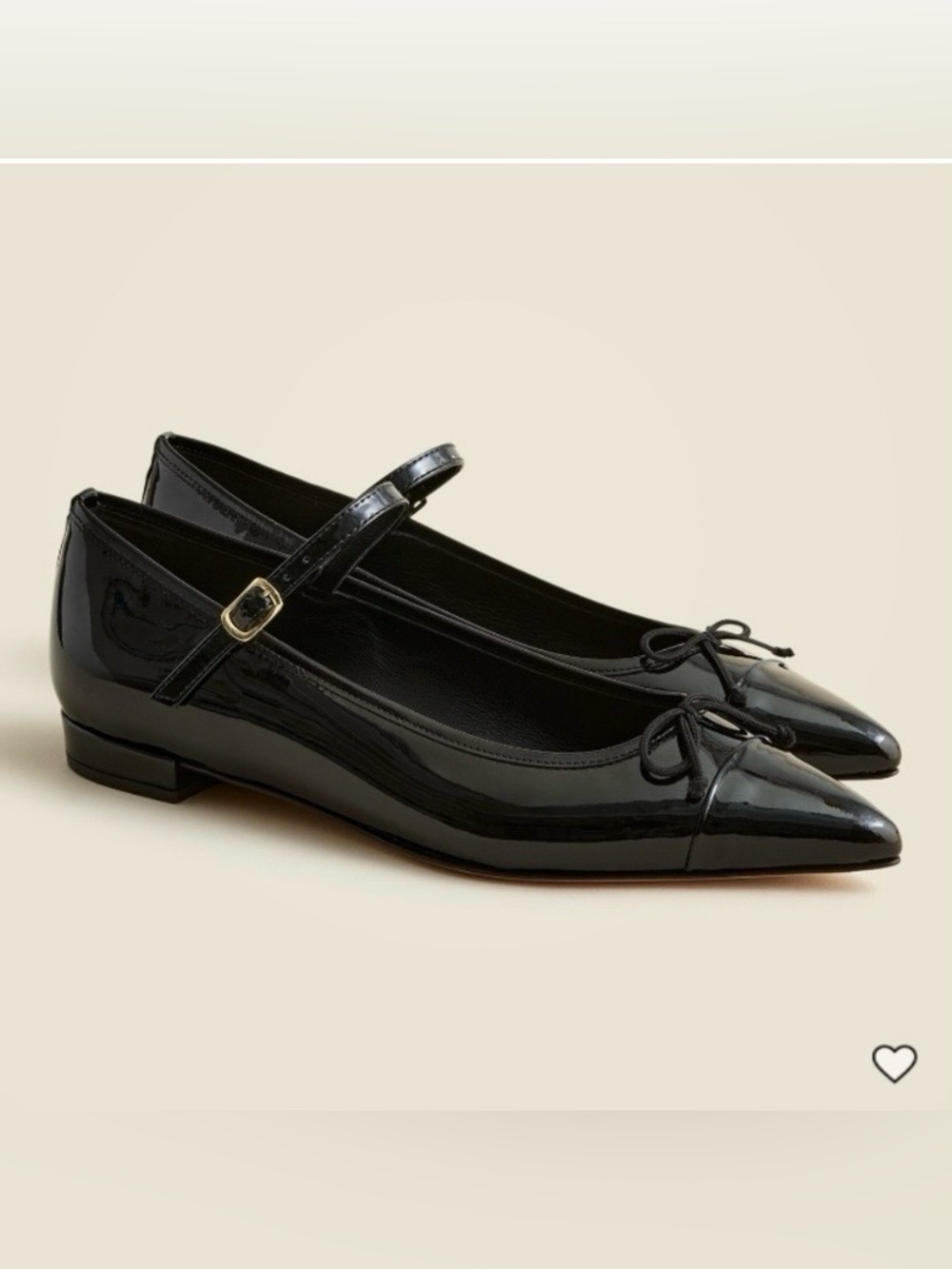 J. Crew Patent Flats 2024 Pointed-toe Mary Jane ballet Black leather SZ 8 NWT